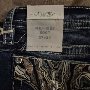 Miss Me Bootcut Jeans with Embellished Pockets - Dark Blue
